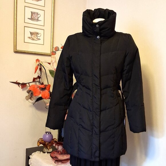 Preowned Zara Basic Black Warm Puffer Coat with Belt Windproof Outerwear - Picture 3 of 14